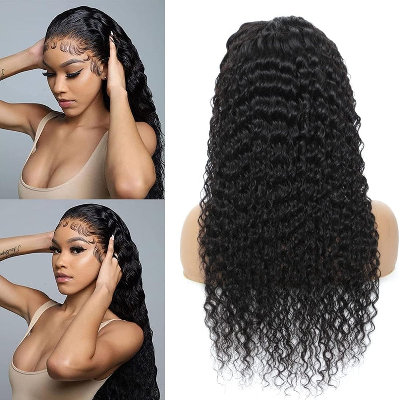 Human Hair Deep Wavy Wigs for Women Brazilian Lace Frontal Wigs Human Hair Pre Plucked with Baby Hair Natural Color